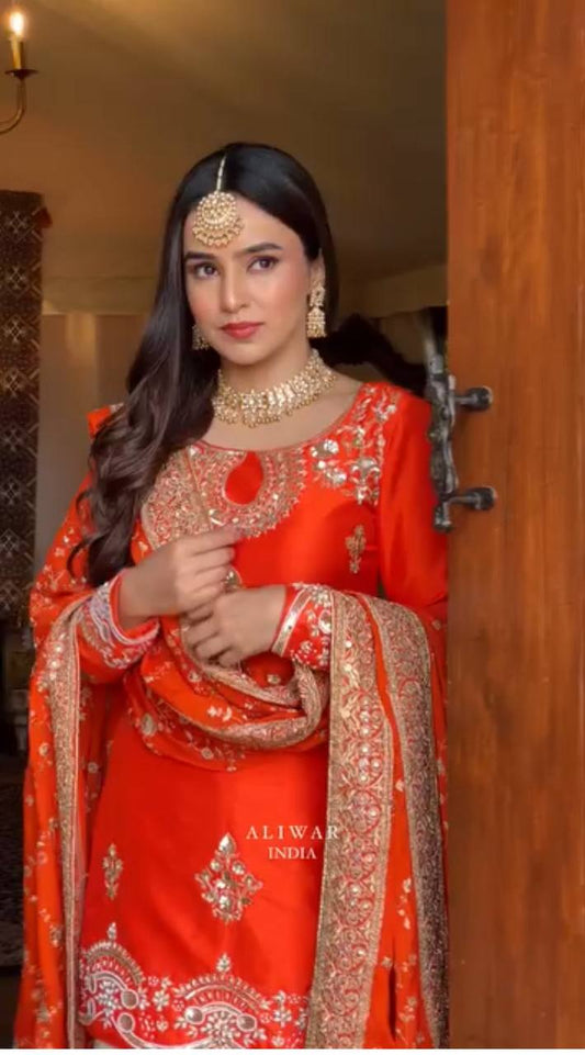 A Regal Blend of Fiery Orange and Ivory Elegance