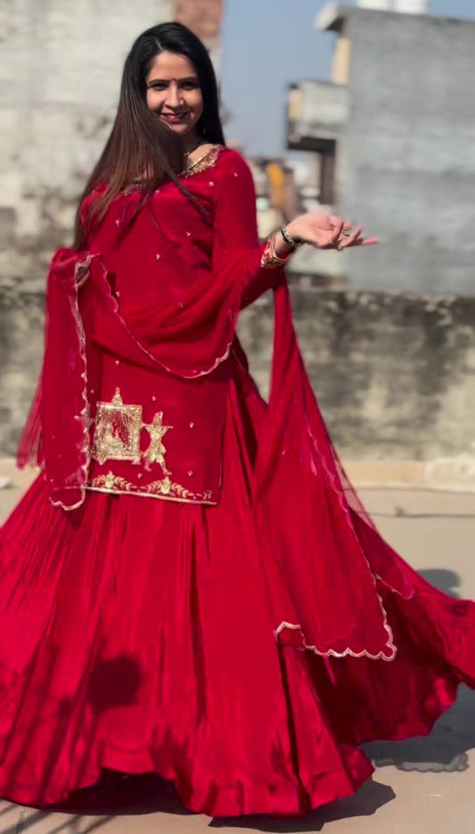 A Red and Pink Top Lehenga Fashion Statements