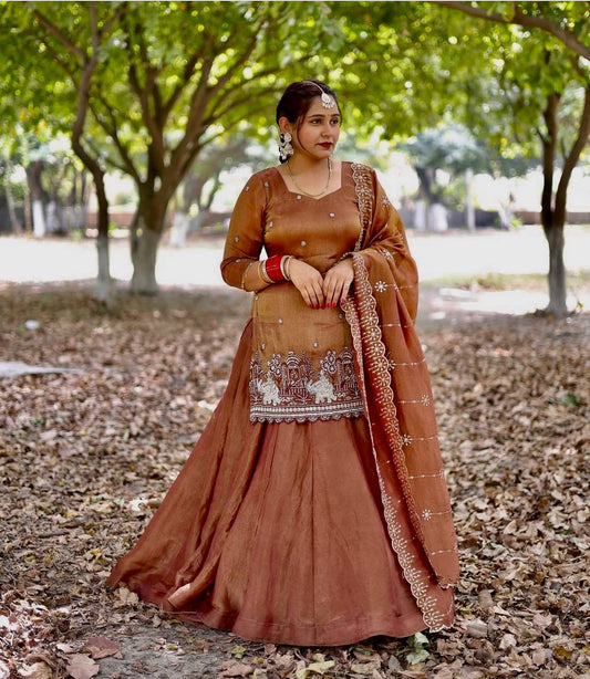 A Brown Embroidered Silk Suit