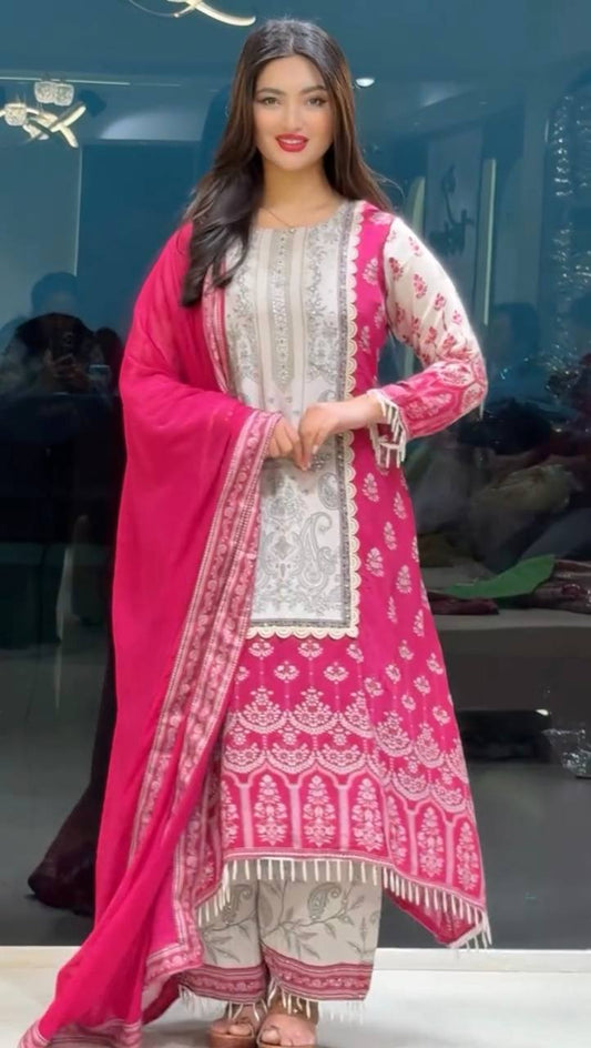 Blush Elegance Embroidered Suit