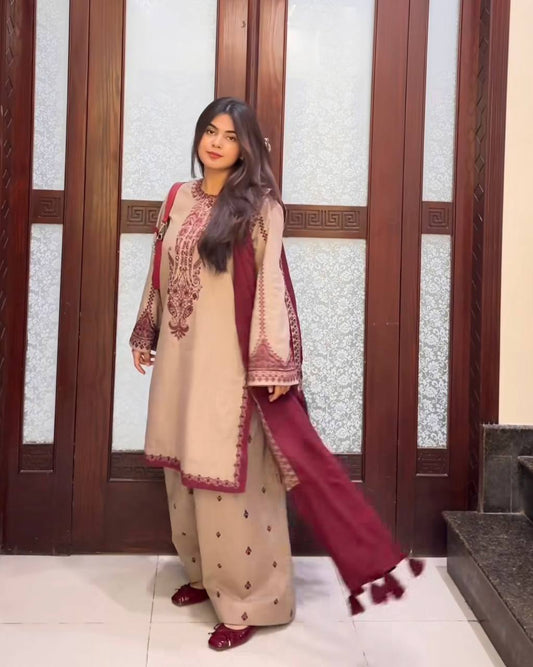 A Fashion Statement in Beige and Red