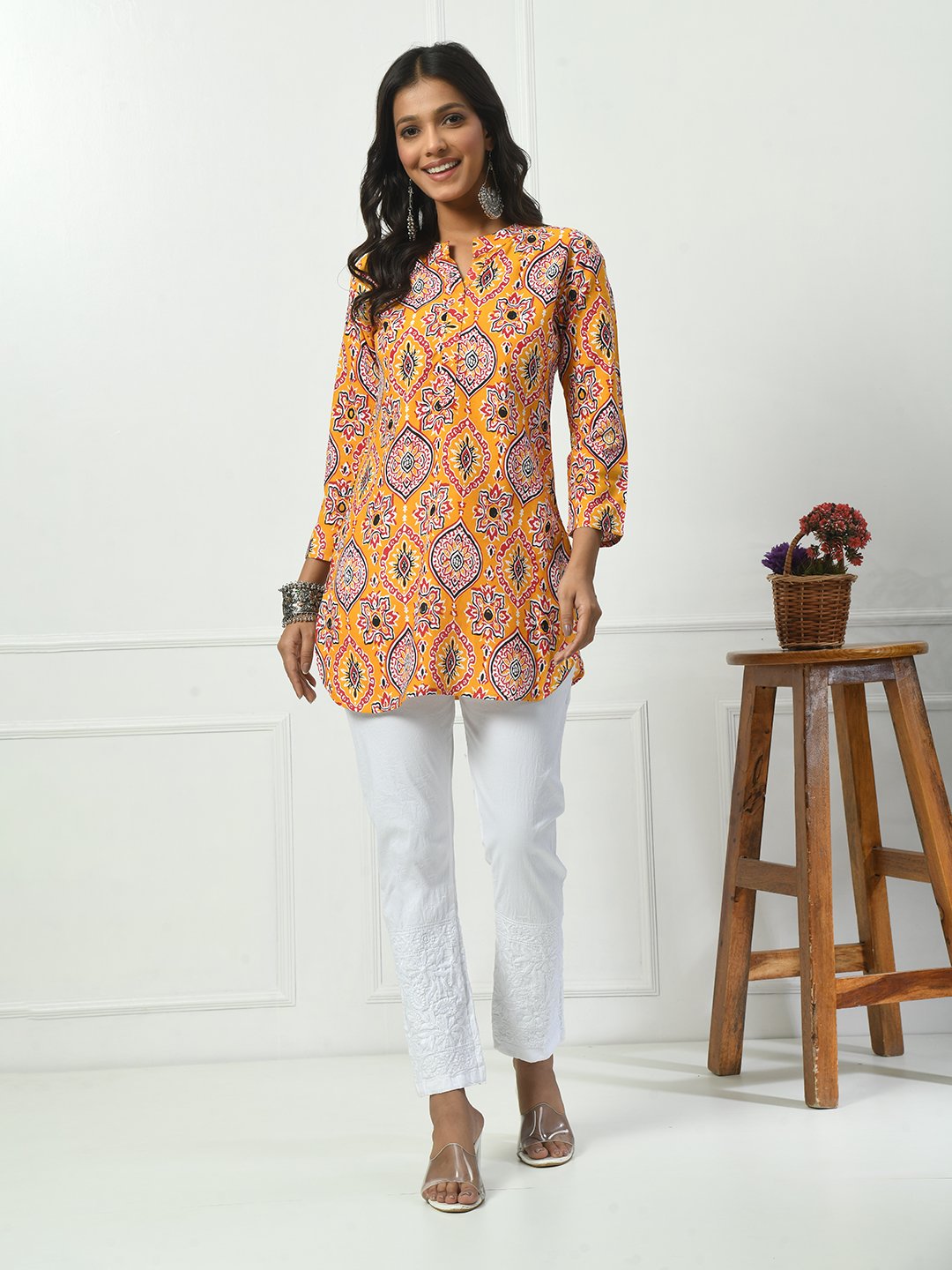 Women's Chikankari Stretchable Cotton Lycra Pants with Both Side Pockets – Stylish & Comfortable