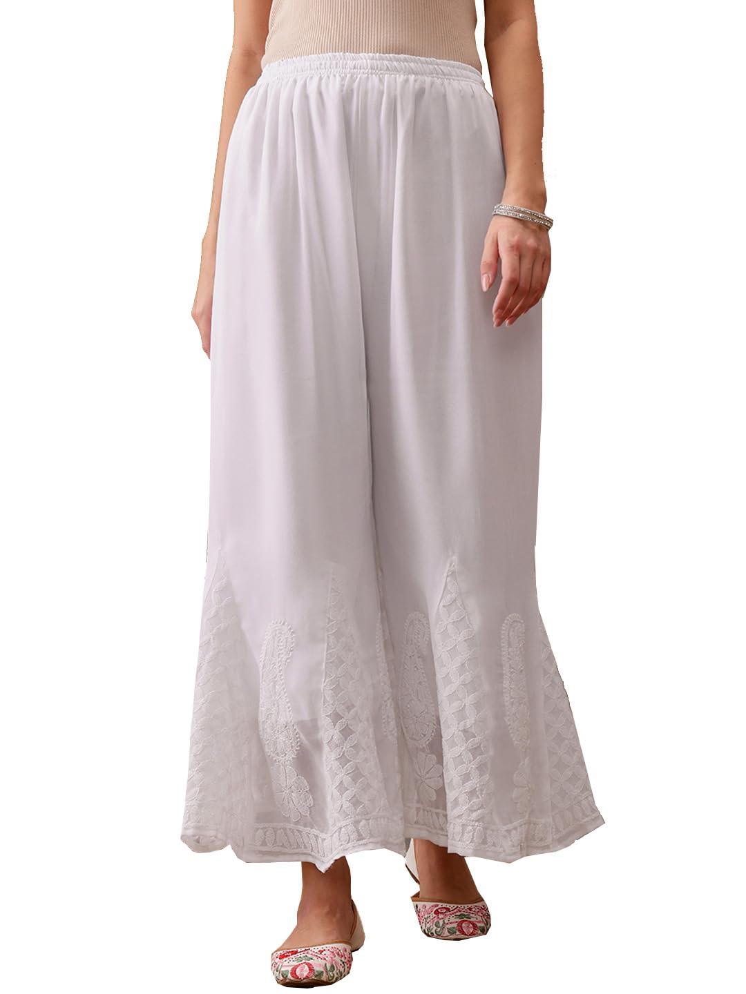 Flared Kalidaar Chikankari Georgette Sharara With Lining Attached Inside the Sharara