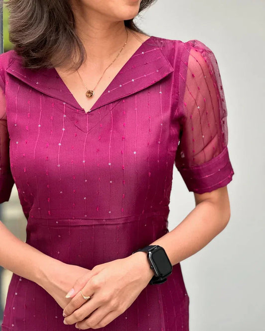 Elegant Organza Crochet Kurtis