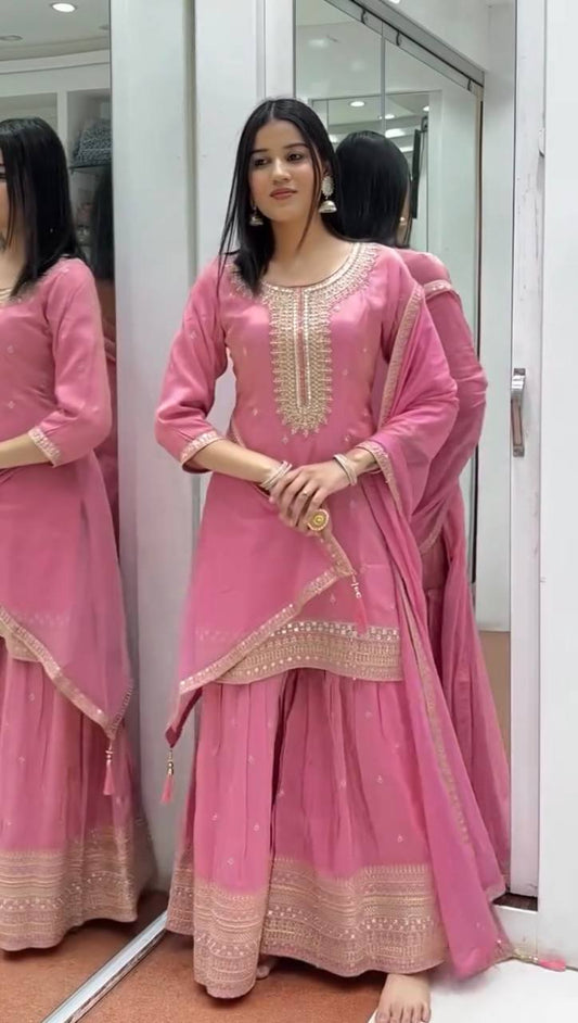 Blush Blossom Embroidered Ensemble